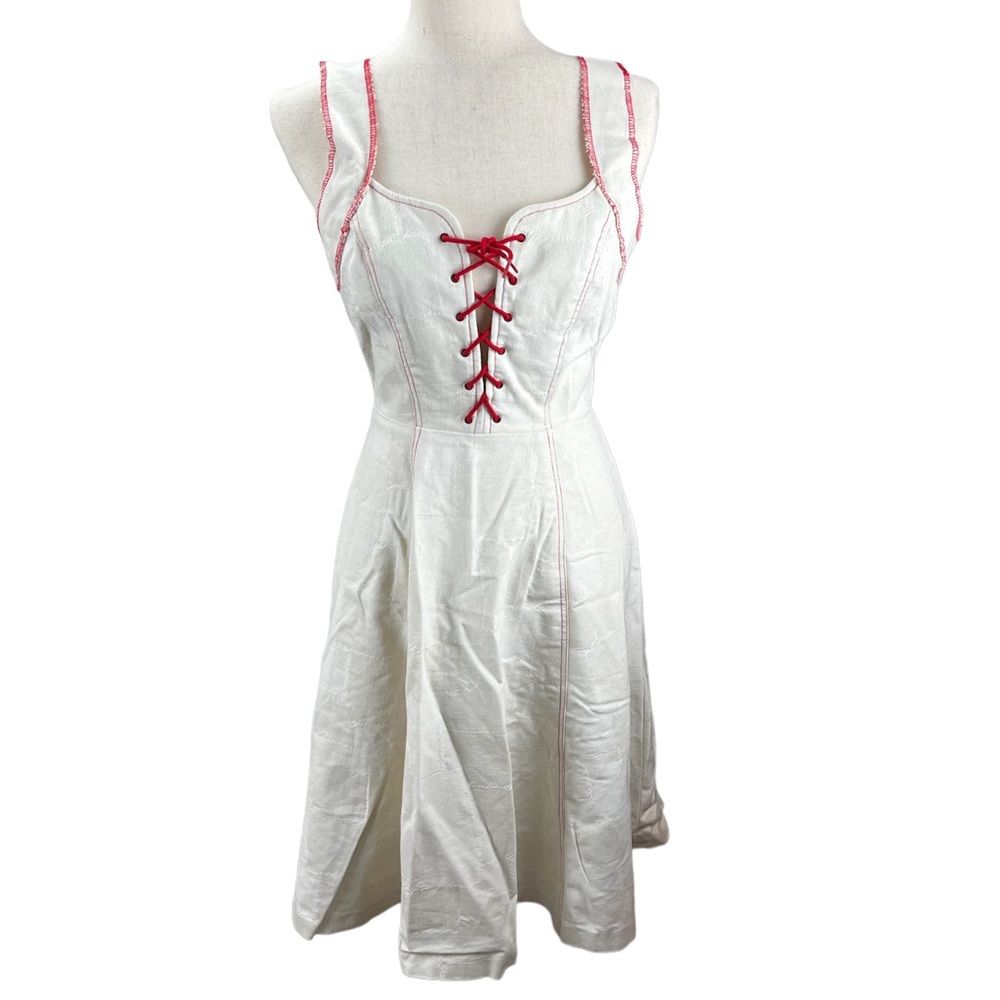 Vintage Arjon California Cream Checkered Dress with Red Accents